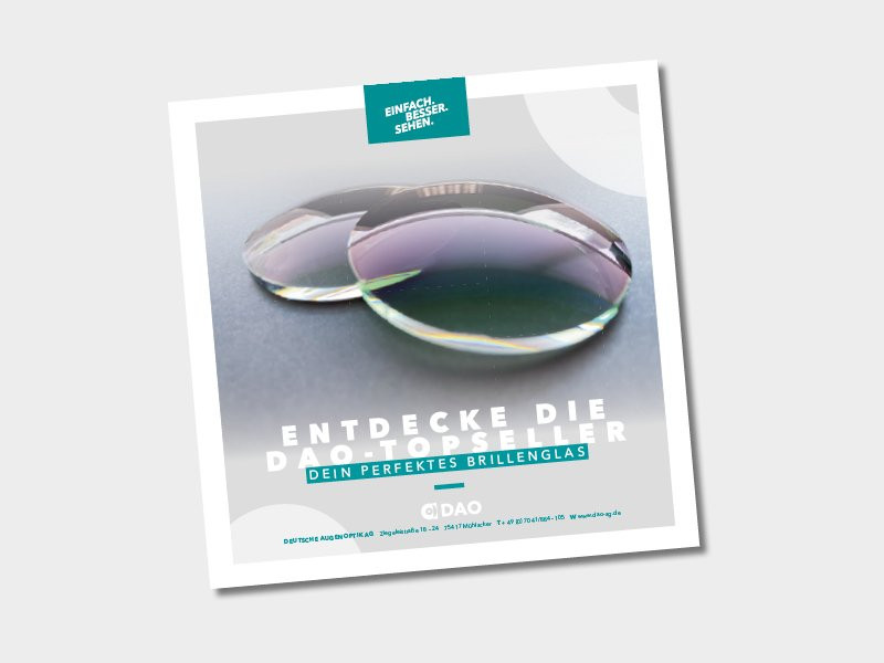 DAO Topseller Broschüre für Augenoptiker - dein perfektes Brillenglas