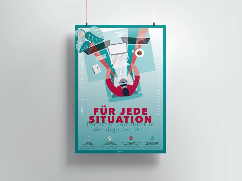 Arbeitsplatzgläser Poster, Motiv Grafik Bildschirmarbeit, DIN A1