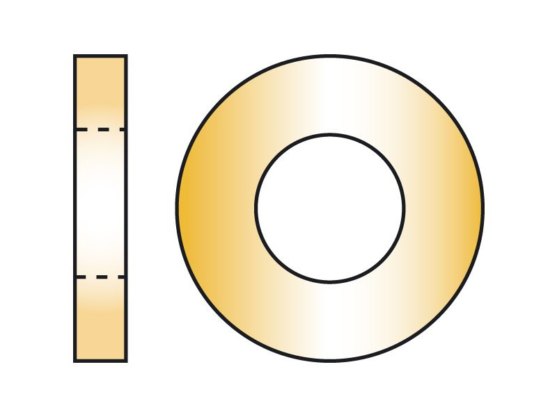 Ø-Innen: 1,2 mm, H=0,4 mm, vergoldet, Neusilber, Metall-Unterlegscheibe, 100 Stk.